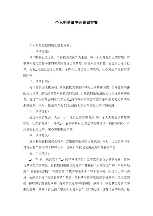 个人明星演唱会策划方案