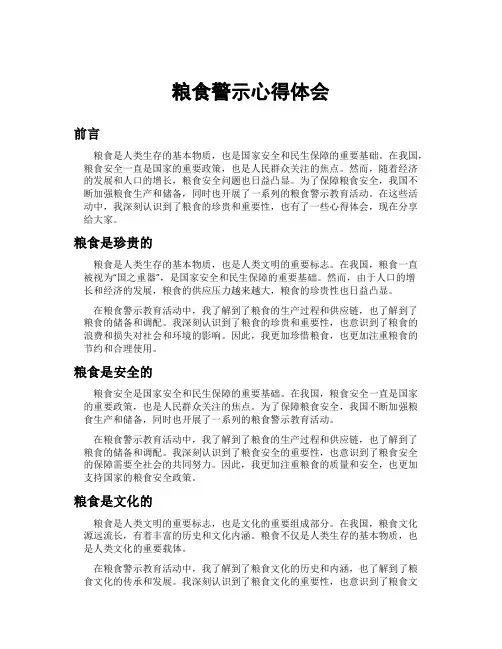 粮食警示心得体会