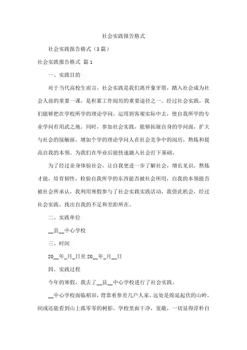 社会实践报告格式