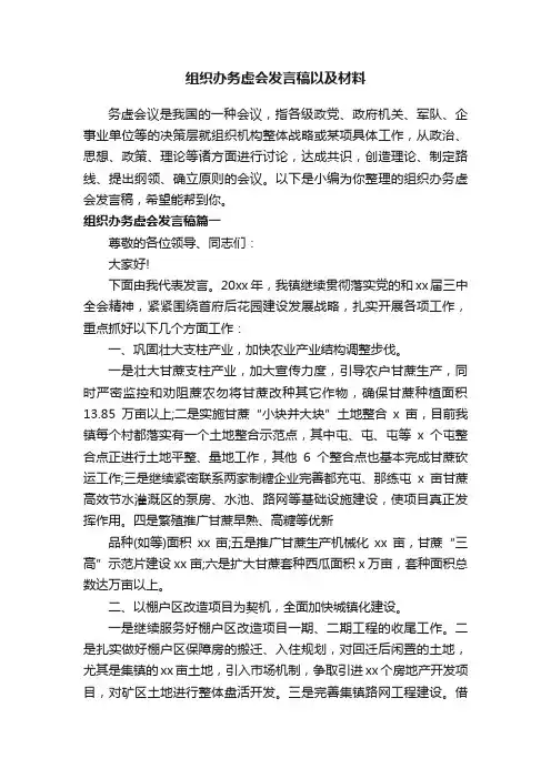 组织办务虚会发言稿以及材料
