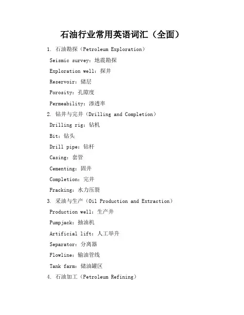 石油行业常用英语词汇(全面)