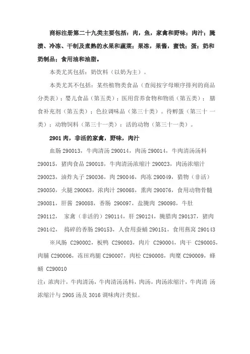 商标注册分类的十九类细选项说明