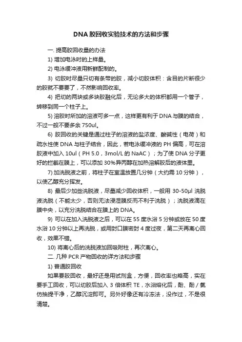 DNA胶回收实验技术的方法和步骤