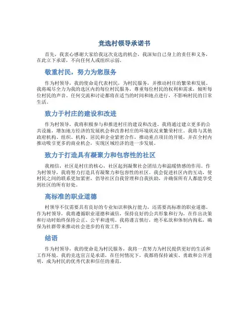 竞选村领导承诺书
