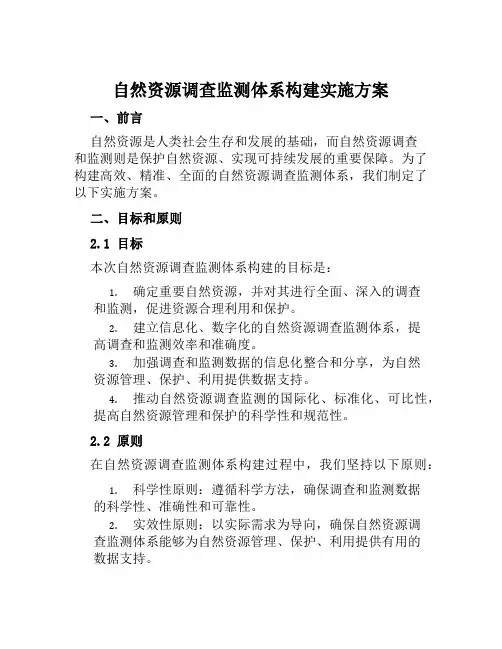 自然资源调查监测体系构建实施方案范文