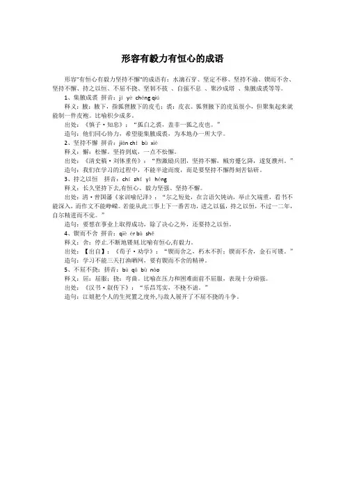形容有毅力有恒心的成语