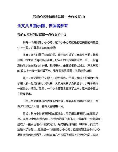 我的心愿时间过得慢一点作文初中