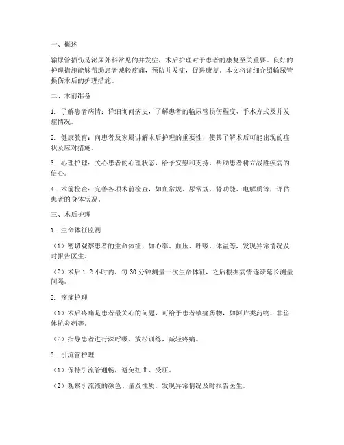 输尿管损伤术后护理措施
