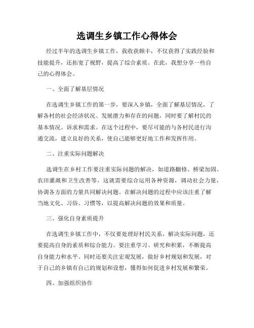 选调生乡镇工作心得体会