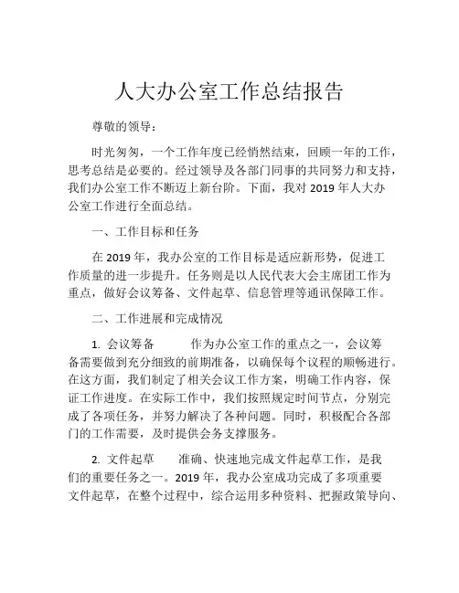 人大办公室工作总结报告