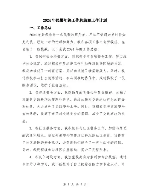 2024年民警年终工作总结和工作计划