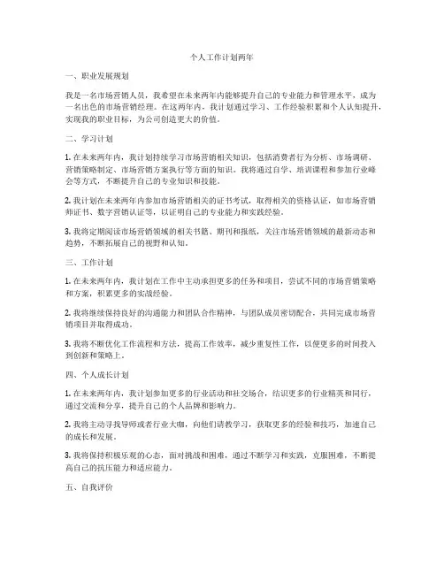 个人工作计划两年