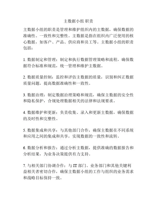 主数据小组 职责