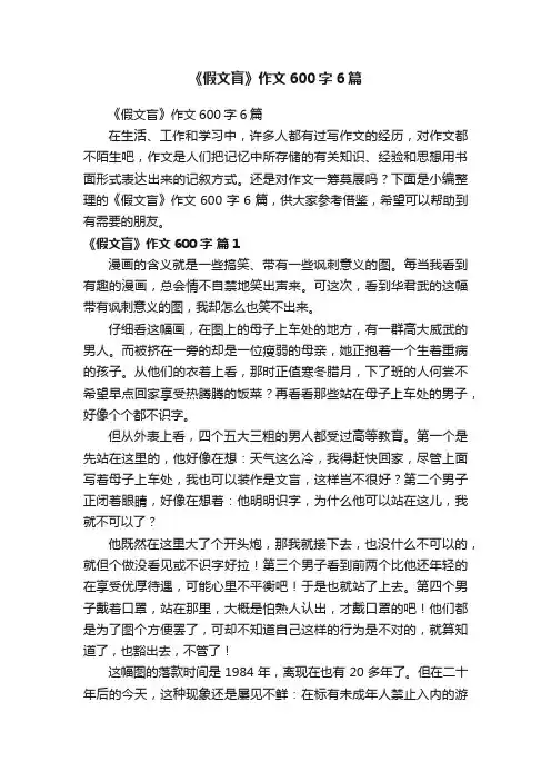 《假文盲》作文600字6篇