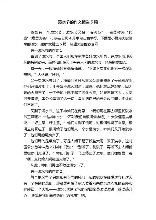 泼水节的作文精选5篇