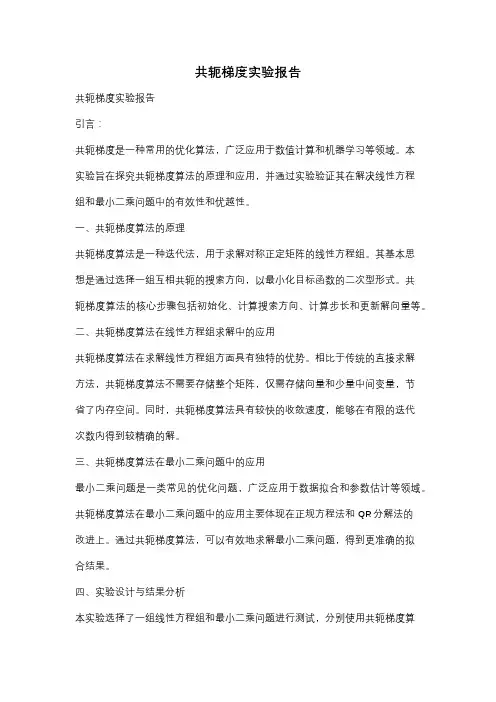 共轭梯度实验报告