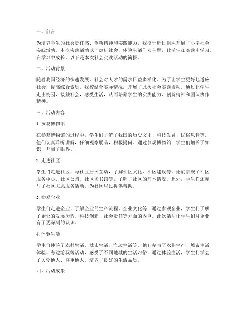小学社会实践活动简报词