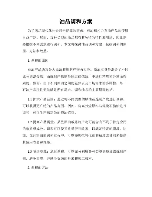 油品调和方案