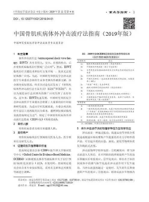 中国骨肌疾病体外冲击波疗法指南(2019年版)