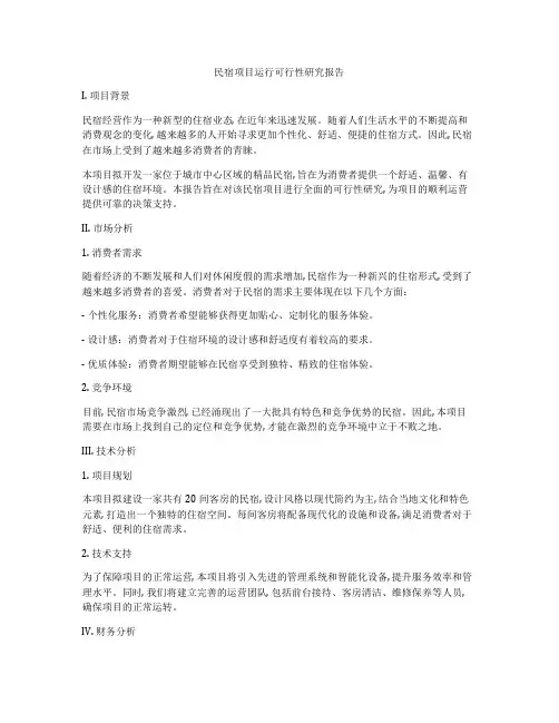 民宿项目运行可行性研究报告