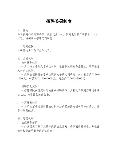 招聘奖罚制度