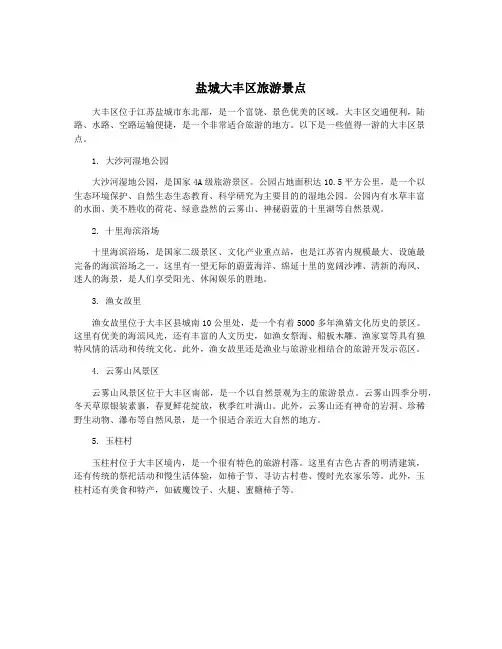 盐城大丰区旅游景点