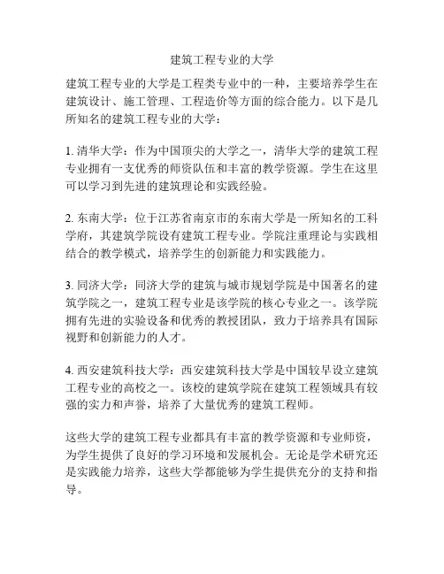 建筑工程专业的大学