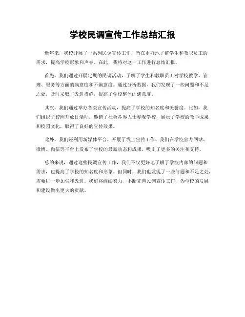 学校民调宣传工作总结汇报