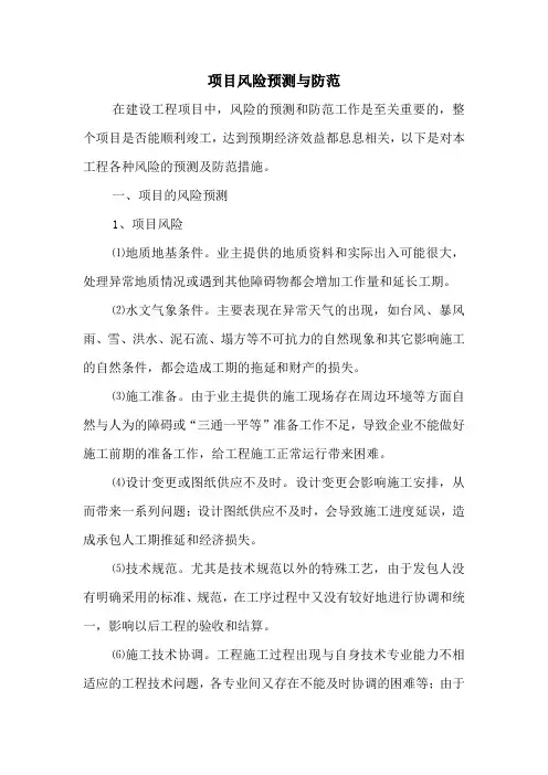项目风险预测与防范
