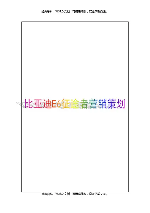 比亚迪E6征途者营销策划20P