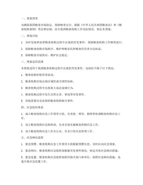 粮食收购应急工作预案