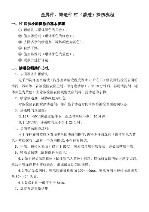 金属件、铸造件PT(渗透)着色探伤流程
