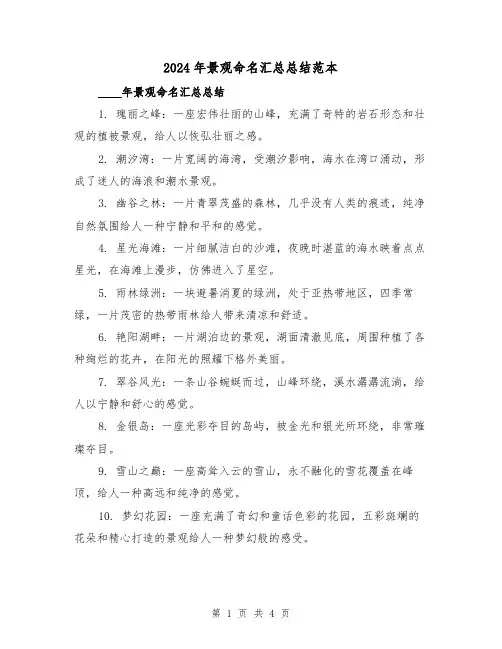 2024年景观命名汇总总结范本(2篇)