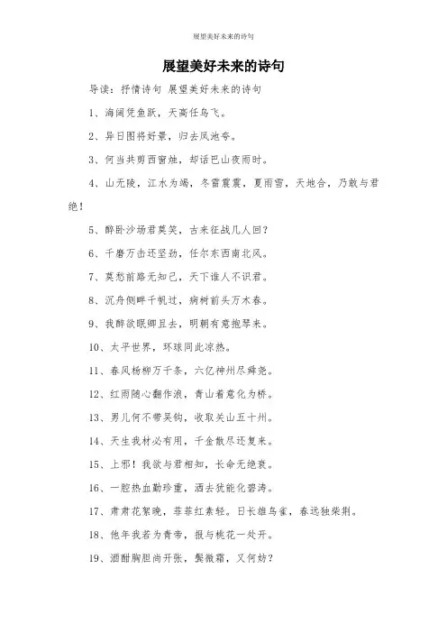 展望美好未来的诗句