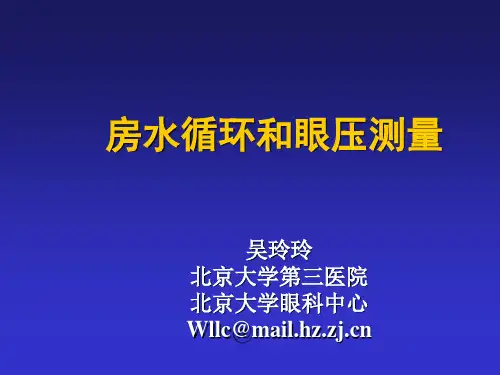 2009杭州规范化讲课(房水循环和眼压测量)