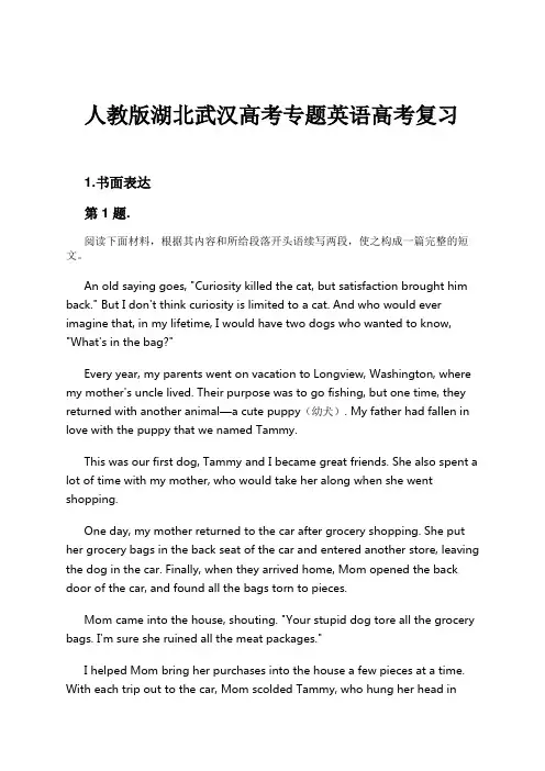 人教版湖北武汉高考专题英语高考复习试卷及解析