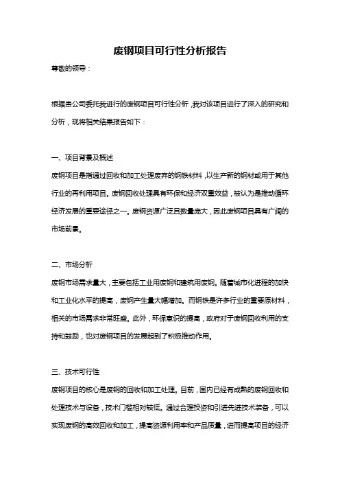 废钢项目可行性分析报告