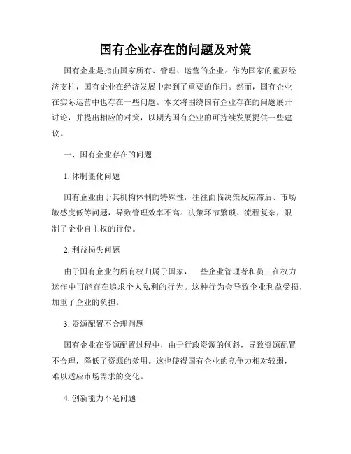 国有企业存在的问题及对策