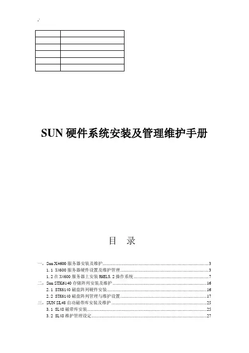 SUN服务器磁带机数据库安装及其日常维护介绍材料