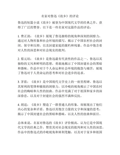 名家对鲁迅《故乡》的评论