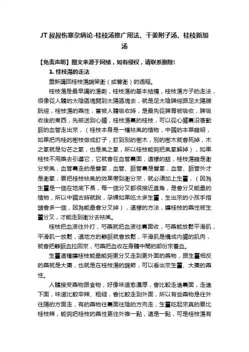 JT叔叔伤寒杂病论-桂枝汤推广用法、干姜附子汤、桂枝新加汤