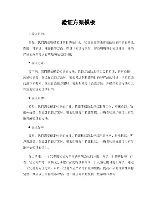 验证方案模板