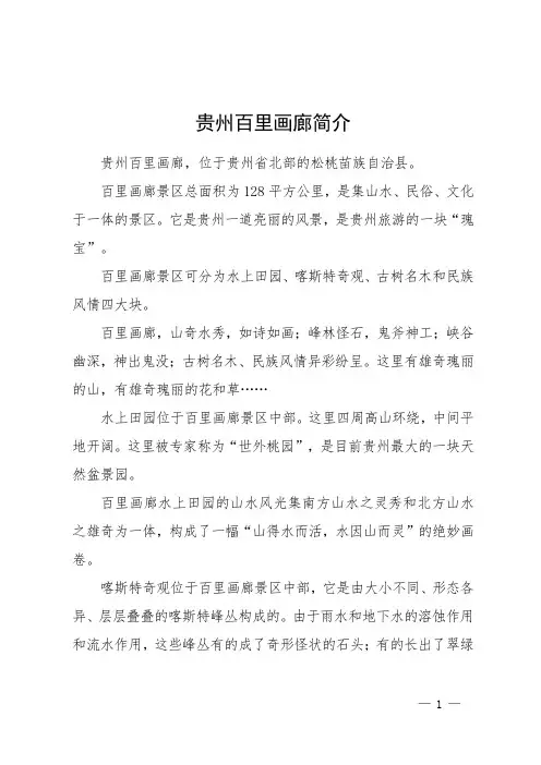 贵州百里画廊简介