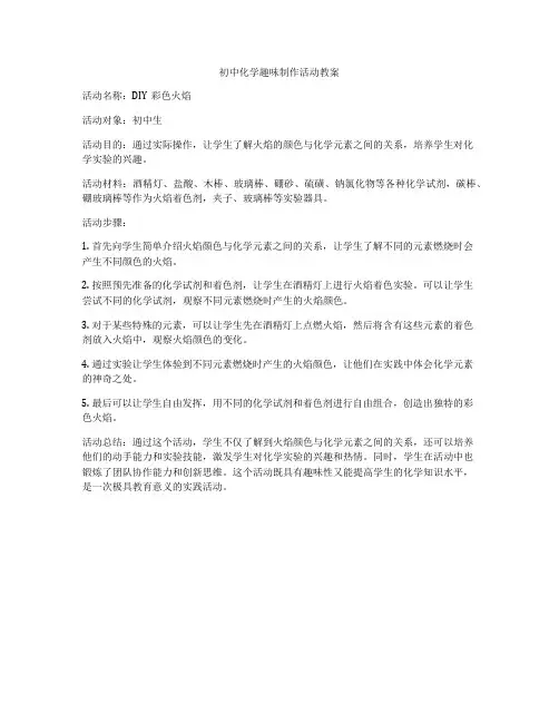 初中化学趣味制作活动教案