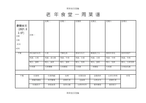 老年食堂菜单之欧阳家百创编