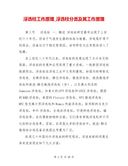 浮选柱工作原理_浮选柱分类及其工作原理