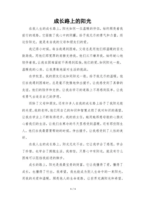 成长路上的阳光(满分作文3)