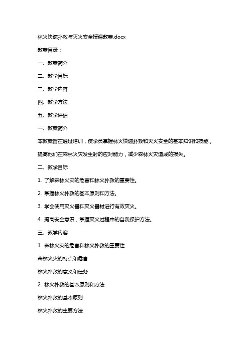 林火快速扑救与灭火安全授课教案