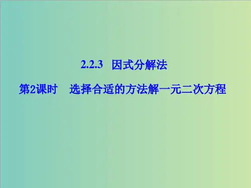 第2课时 选择合适的方法解一元二次方程