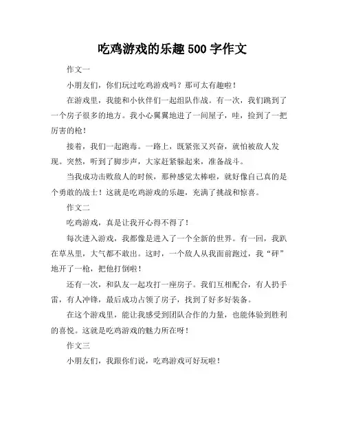 吃鸡游戏的乐趣500字作文